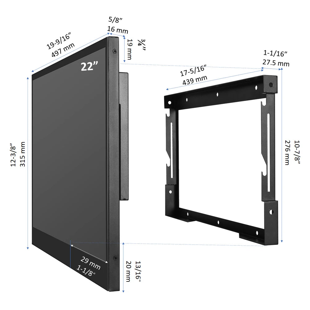 Souria 22 Inch Black Smart Bathroom Mirror TV IP66 Waterproof Android Display Monitor Television Warehouse in Europe Russia