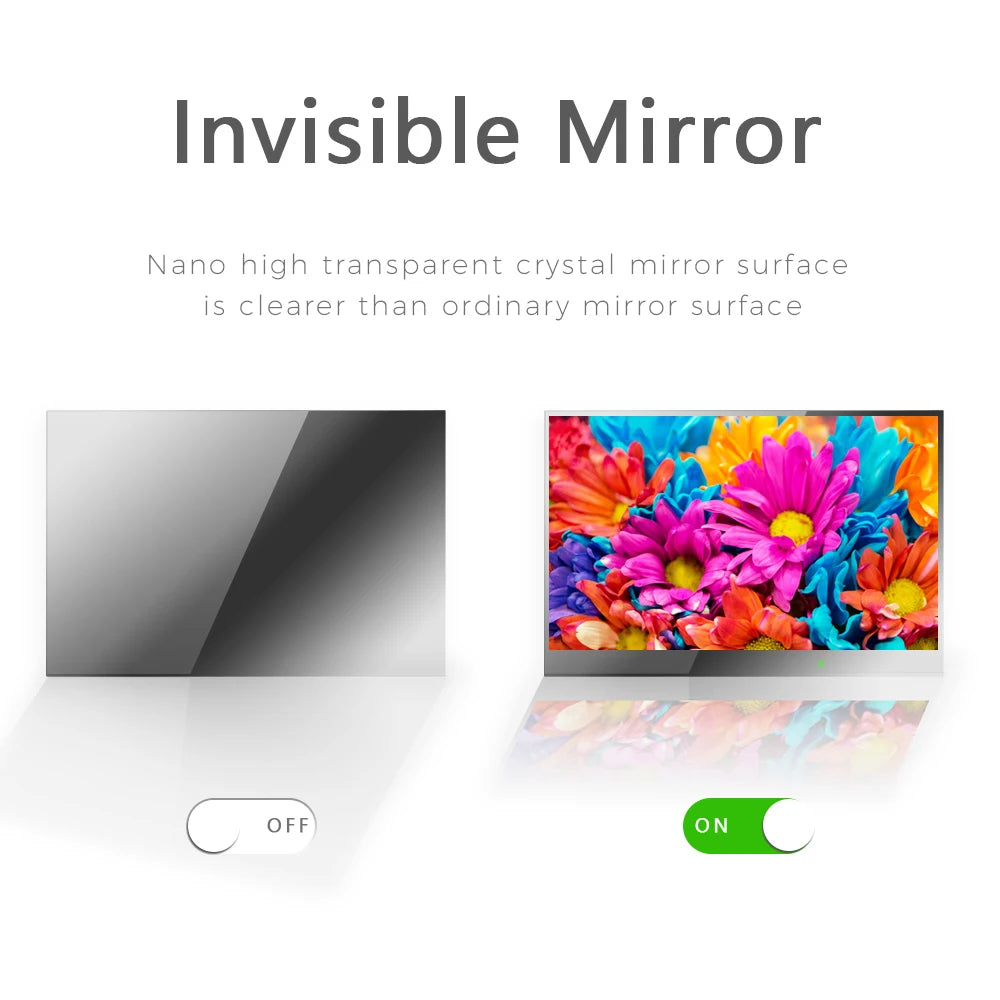 Soulaca New 22 inch Touch Mirror Waterproof TV is for European Style Bathroom Shower Embedded Bracket Android 9.0 Full HD WiFi