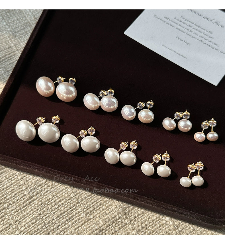 Accessible Luxury Steamed Bread Female 925 Silver Needle Niche Style Pearl Stud Earrings