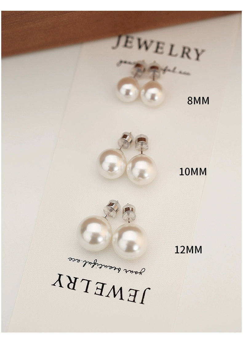 Women's Dignified Ear Clips Large Pearl Best Selling Silver Needle