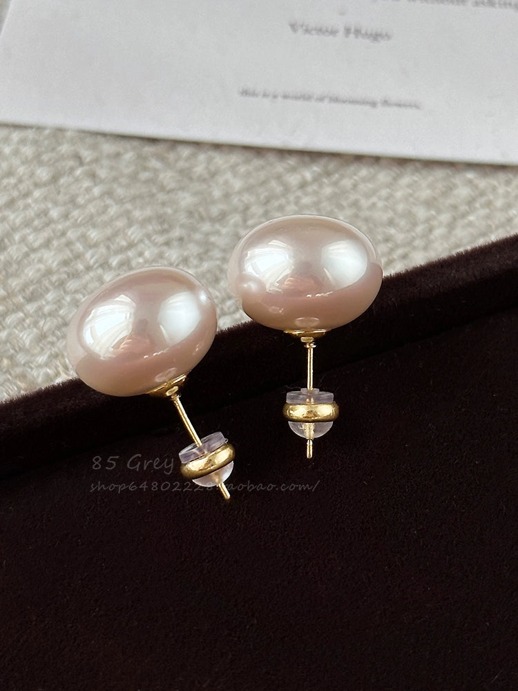 Accessible Luxury Steamed Bread Female 925 Silver Needle Niche Style Pearl Stud Earrings