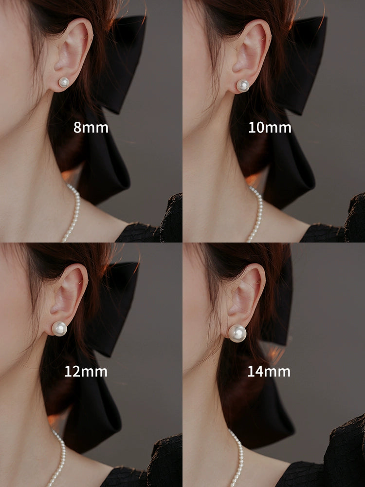 Women's Dignified Ear Clips Large Pearl Best Selling Silver Needle