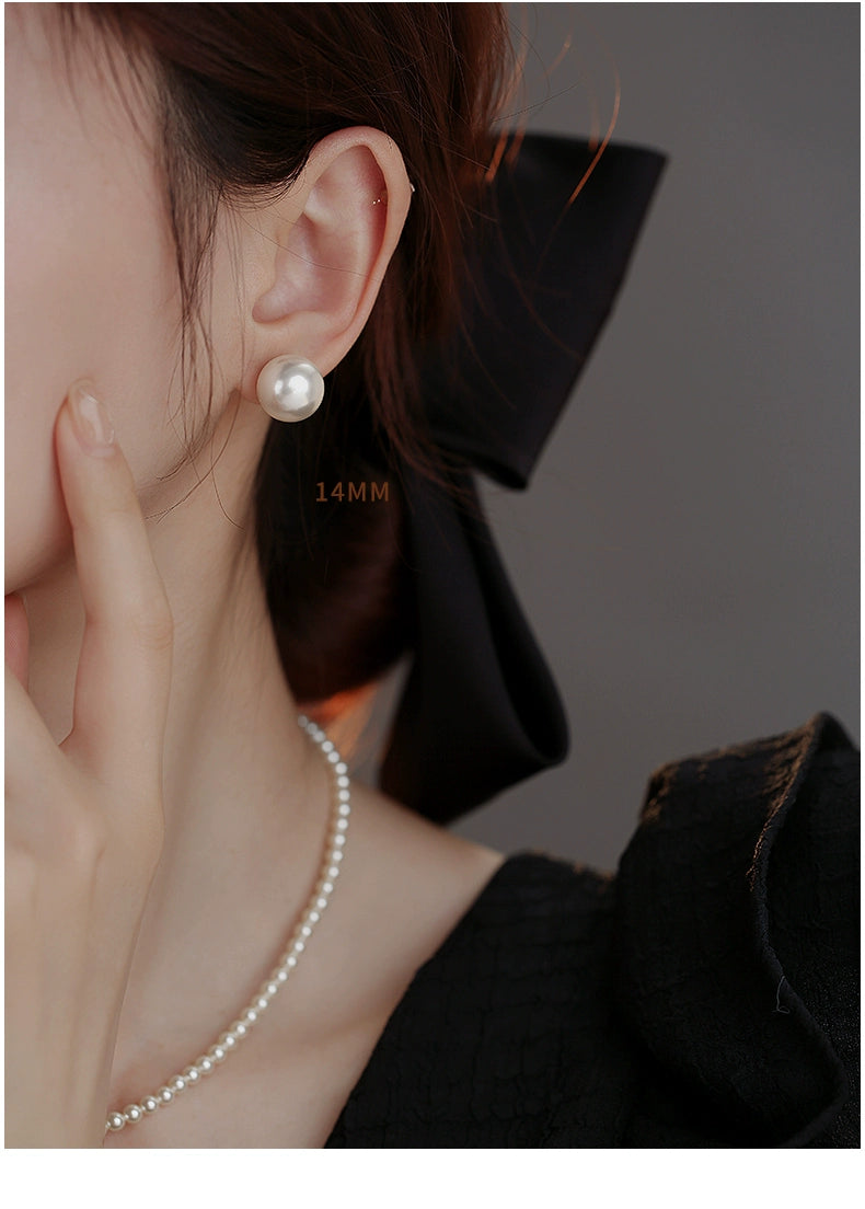 Women's Dignified Ear Clips Large Pearl Best Selling Silver Needle