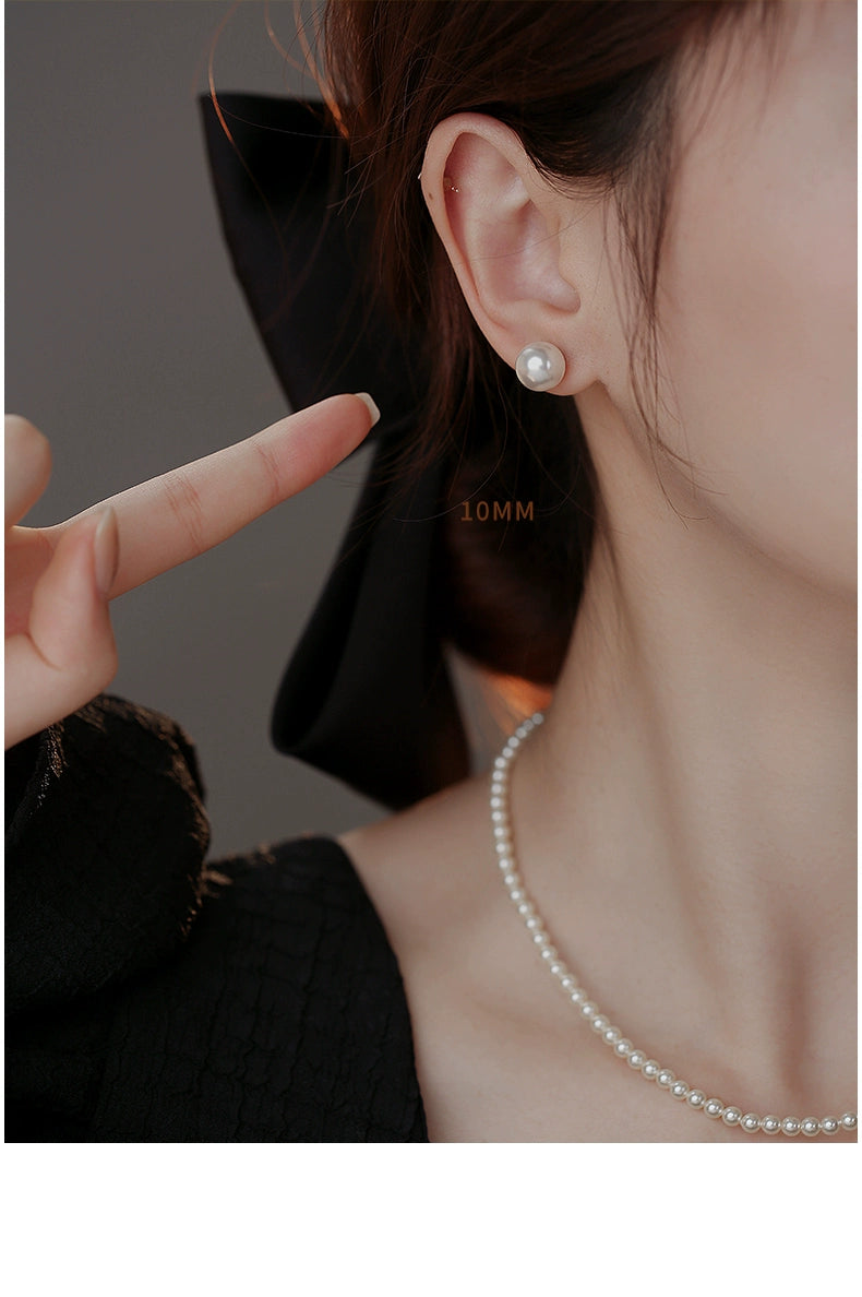 Women's Dignified Ear Clips Large Pearl Best Selling Silver Needle