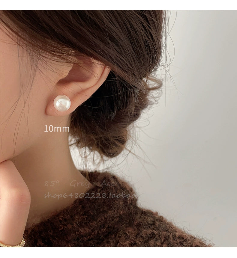 Accessible Luxury Steamed Bread Female 925 Silver Needle Niche Style Pearl Stud Earrings