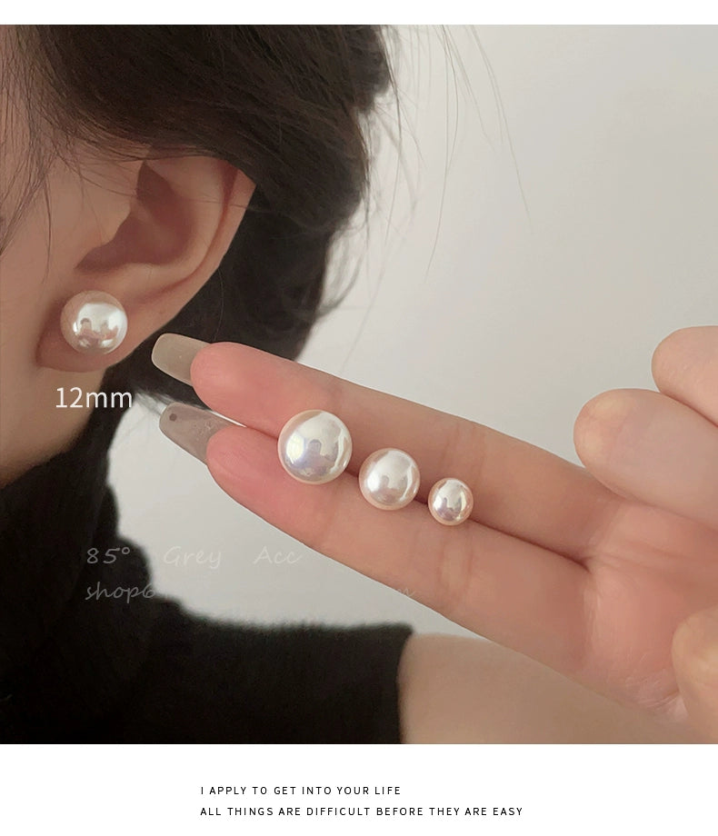 Accessible Luxury Steamed Bread Female 925 Silver Needle Niche Style Pearl Stud Earrings