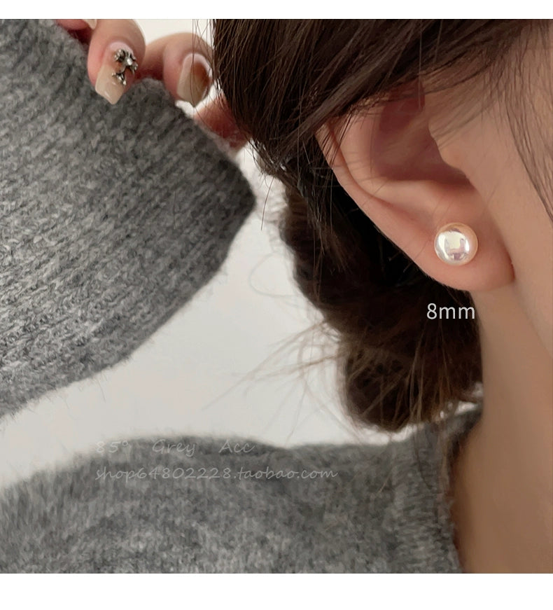 Accessible Luxury Steamed Bread Female 925 Silver Needle Niche Style Pearl Stud Earrings