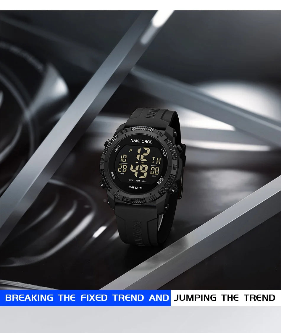 NAVIFORCE Men's Digital Watch - 50m Waterproof, Silicone Strap, Sport Style, High Quality 2024 Model