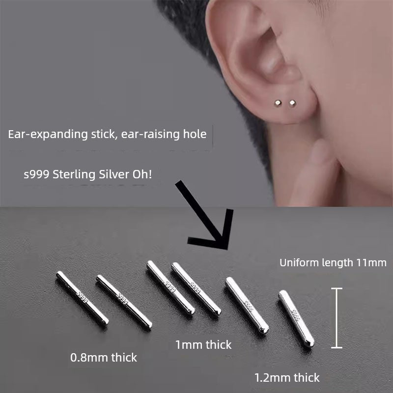 Sterling Silver Men and Women Anti-Blocking Minimalist Invisible Bold Ear Bar