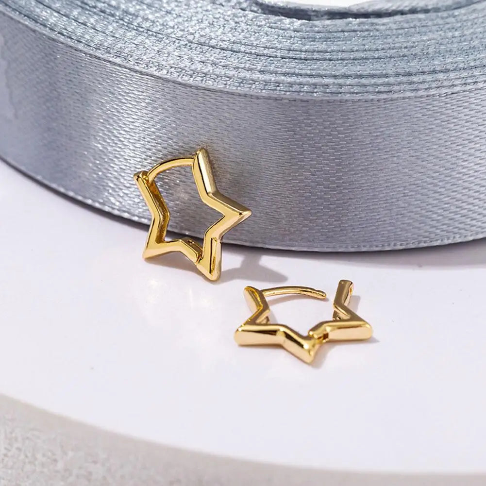 Starlight Glow Hoops – Gold Plated Tarnish-Resistant Star Earrings