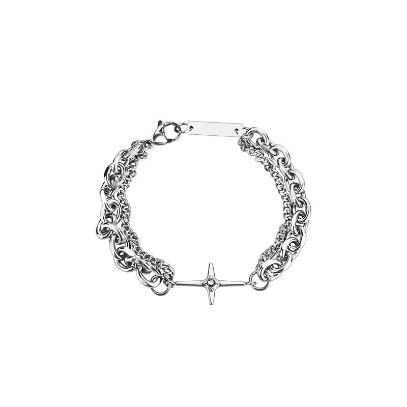 Cosmic Edge Six-Pointed Star Bracelet – Multilayer Y2K Punk Bangle