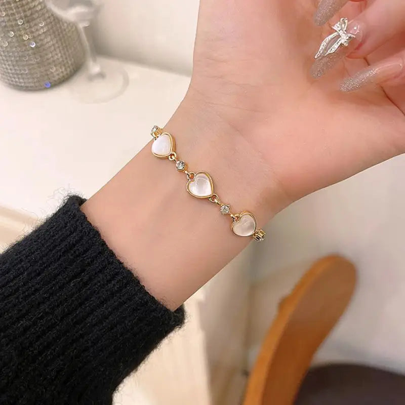 Glittering Love Hollow Heart Bracelet Set