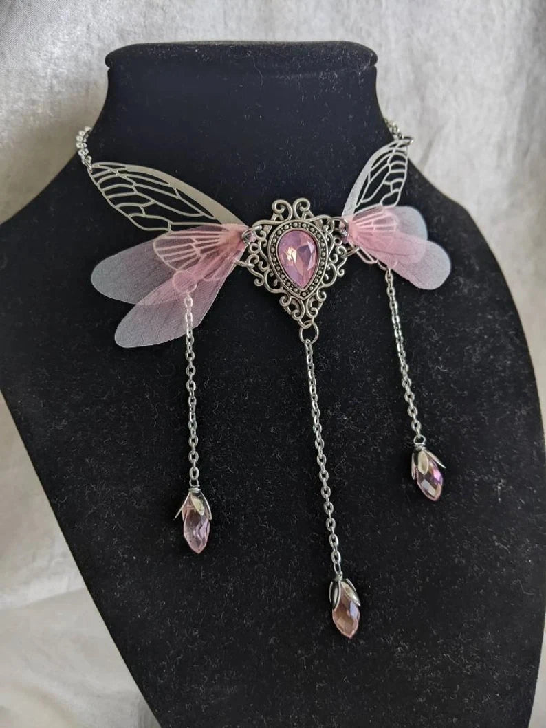 Enchanted Faerie Wing Necklace – Gothic Y2K Charm