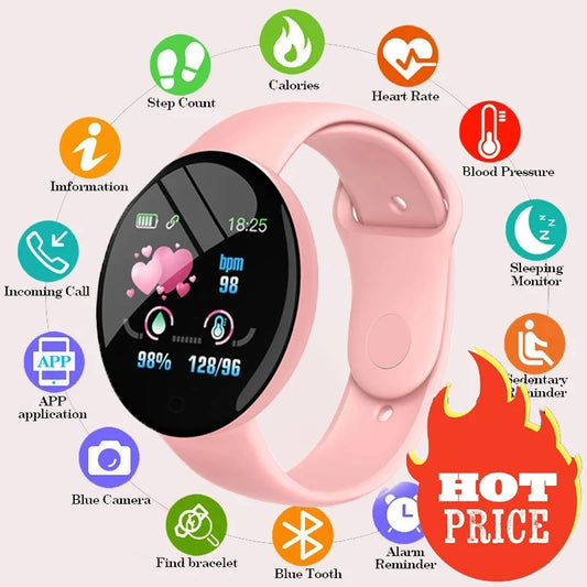 D18 Smart Watch for Men & Women - Fitness Tracker with Heart Rate & Blood Pressure Monitor, Waterproof, iOS & Android Compatible