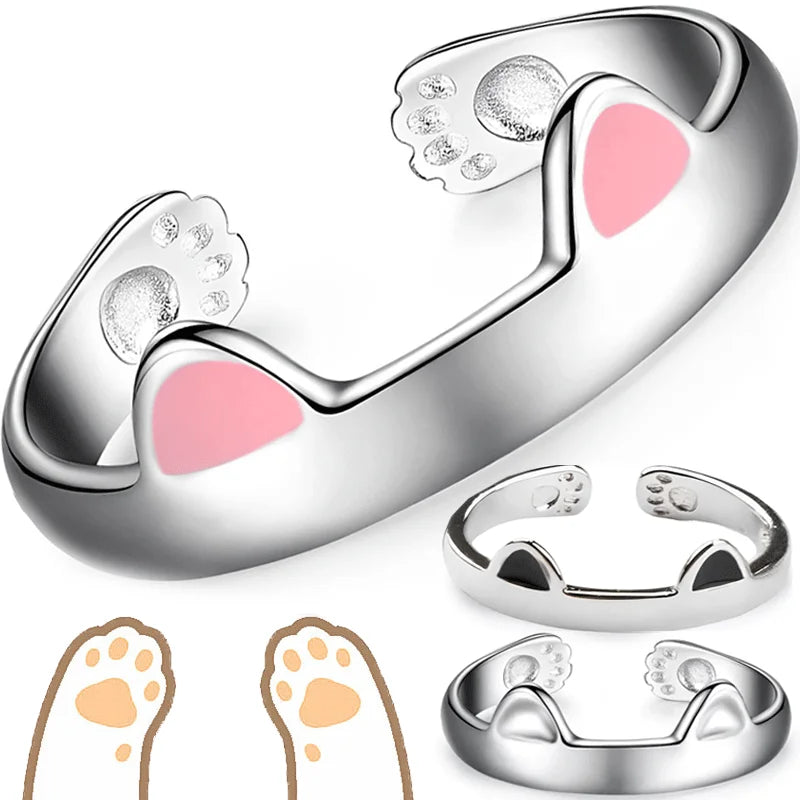 Kitty Paw Love Adjustable Rings