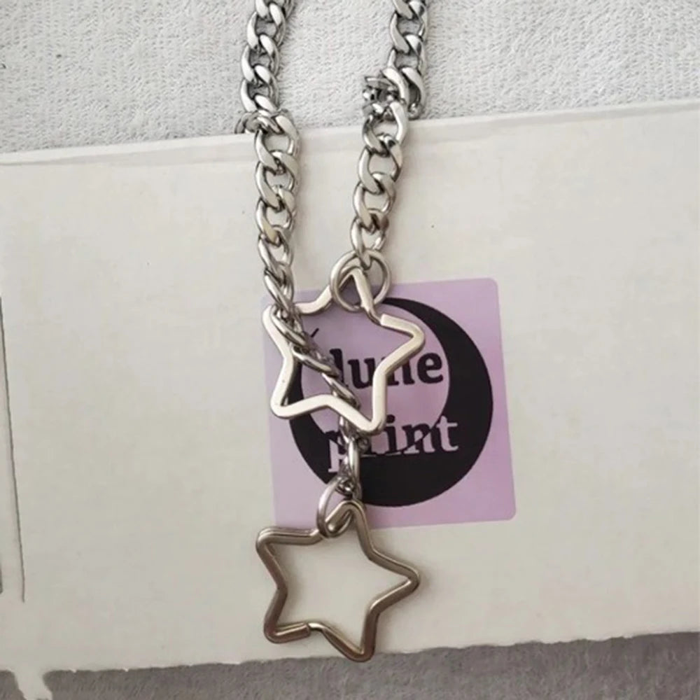 Retro Punk Love Chain Necklace – Y2K Peach Heart Pendant