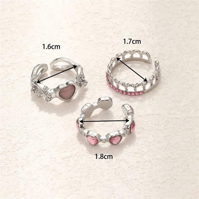 Love in the Air Zircon Heart Ring Set