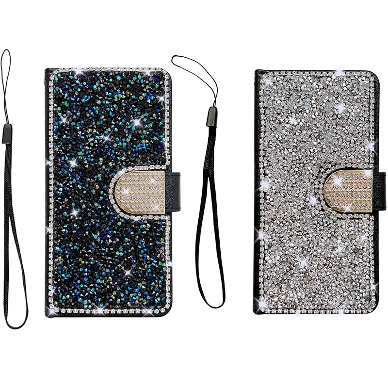 Shimmer Wallet Flip Case – Glitter Design for iPhone 16, 15, 14 & More