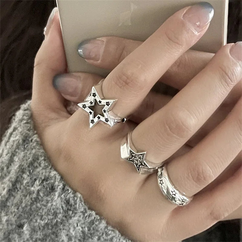 Adjustable Pentagram Star Ring – Y2K Vintage Style