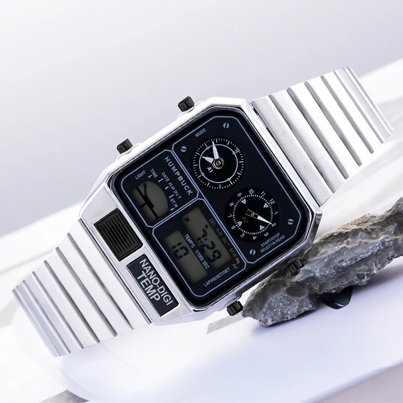 Luxury Waterproof Digital LED Sports Watch - Square Stainless Steel for Men & Women