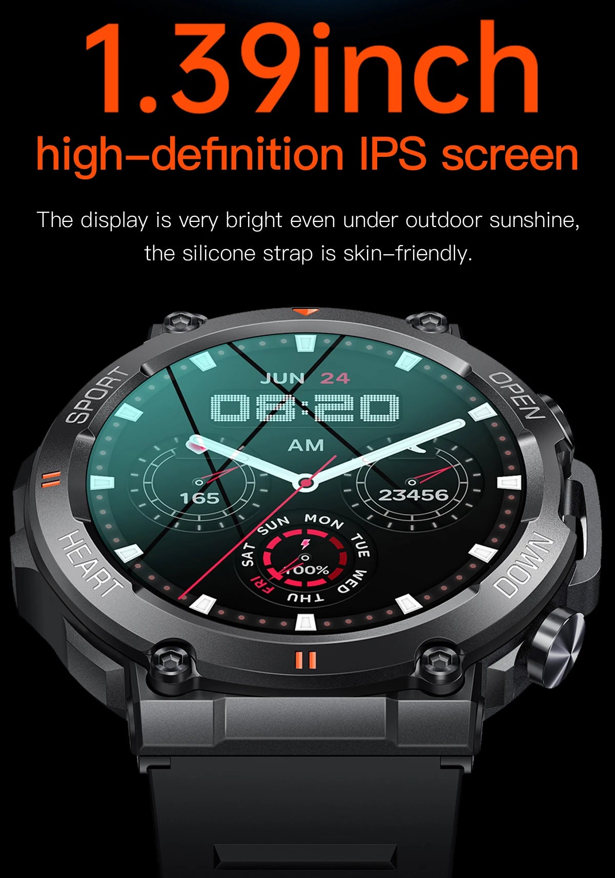 2023 Military Smart Watch for Men – 1.39" Bluetooth Call, Fitness & Health Tracker, Waterproof for iOS & Android