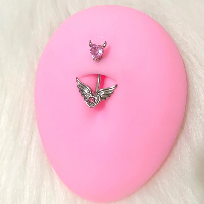 Celestial Love Belly Ring – Pink Winged Heart Body Jewelry