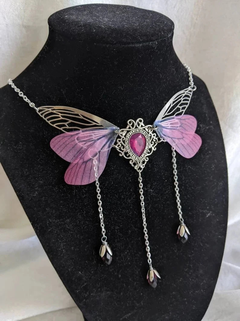 Enchanted Faerie Wing Necklace – Gothic Y2K Charm