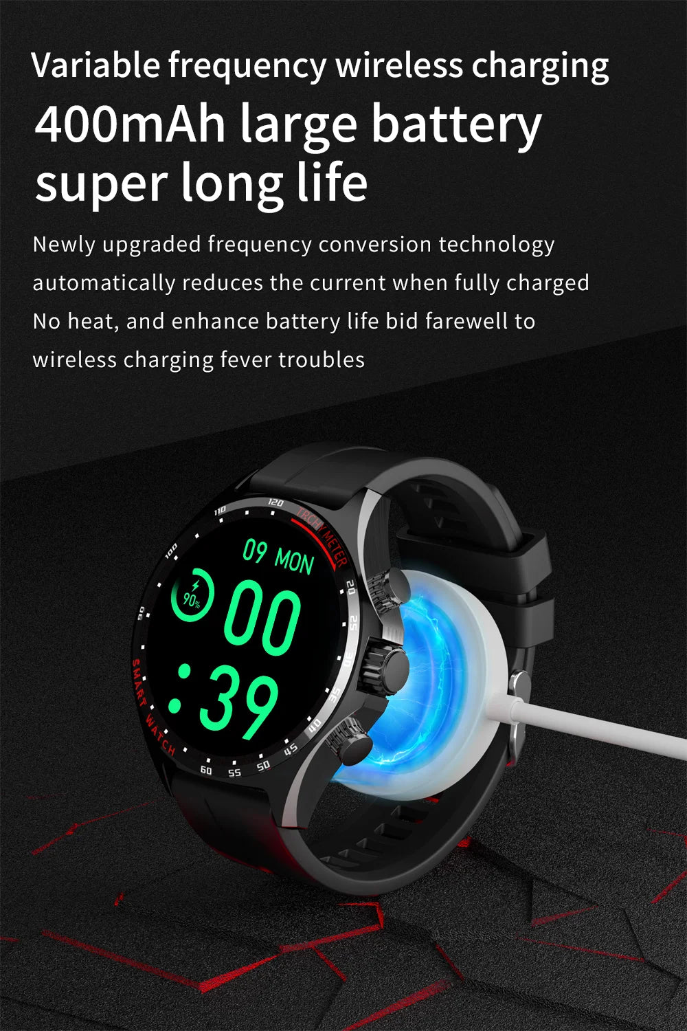 LIGE Smartwatch - 400mAh, Outdoor Compass, IP68 Waterproof, NFC Access, Fitness & Health Tracker