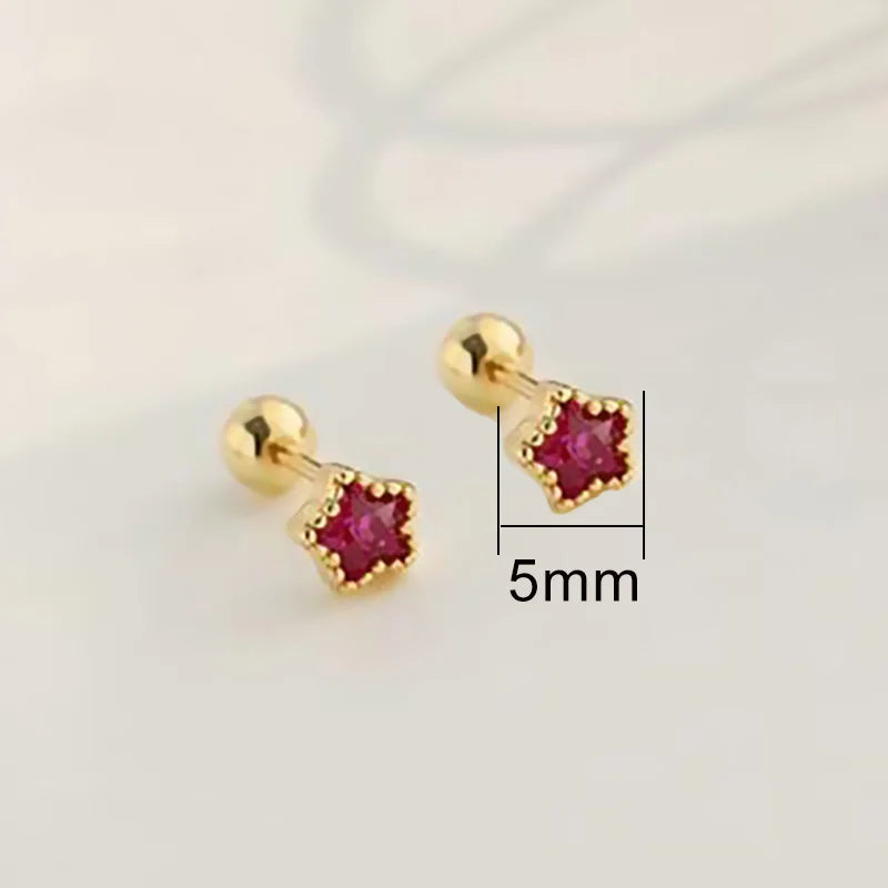 Colorful Heart Cartilage Stud Earrings – Y2K Tragus & Helix Jewelry