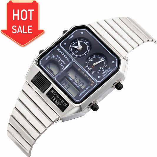 Luxury Waterproof Digital LED Sports Watch - Square Stainless Steel for Men & Women