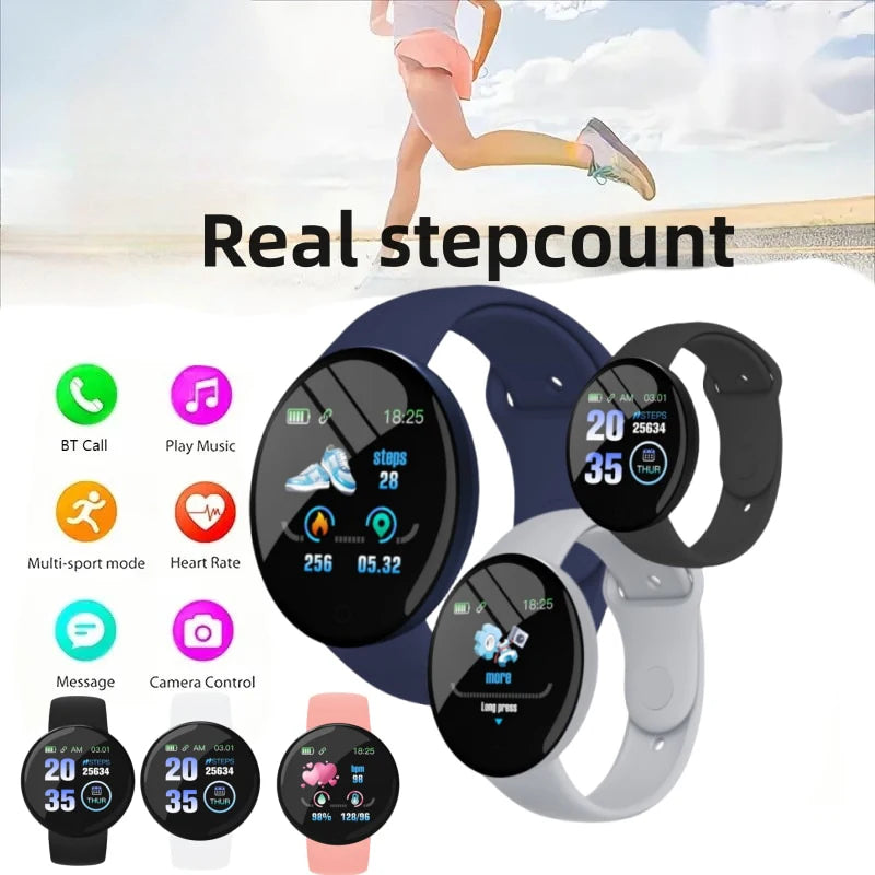 D18 Smart Watch for Men & Women - Fitness Tracker with Heart Rate & Blood Pressure Monitor, Waterproof, iOS & Android Compatible