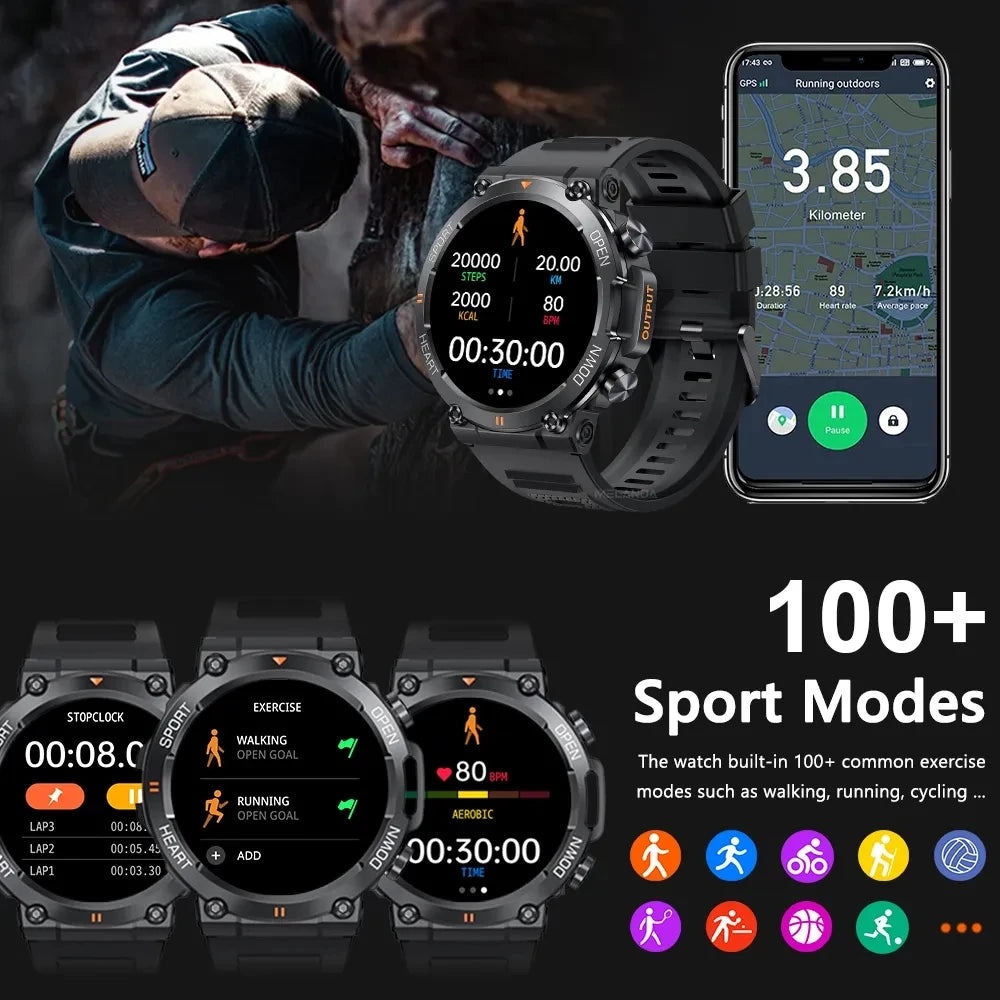 2023 Military Smart Watch for Men – 1.39" Bluetooth Call, Fitness & Health Tracker, Waterproof for iOS & Android