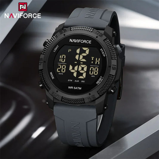 NAVIFORCE Men's Digital Watch - 50m Waterproof, Silicone Strap, Sport Style, High Quality 2024 Model