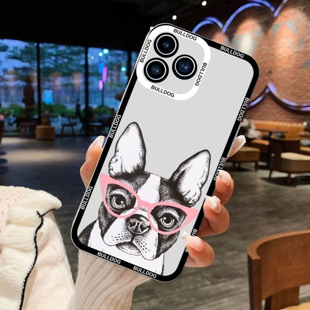 Cute French Bulldog Phone Case For iPhone 11 12 Mini 13 14 15Pro Max Transparent Shell