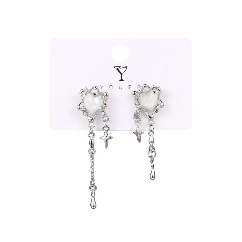 Irregular Heart & Tassel Star Earrings – Trendy Y2K Party Jewelry for Women