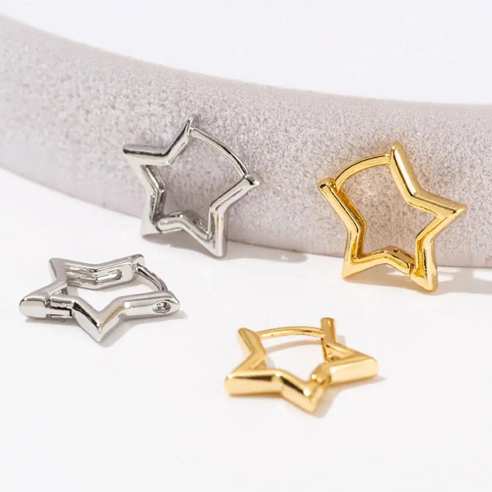 Starlight Glow Hoops – Gold Plated Tarnish-Resistant Star Earrings