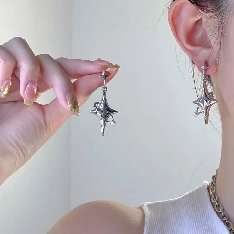 Stellar Dream Drop Earrings – Y2K Planet & Star Design