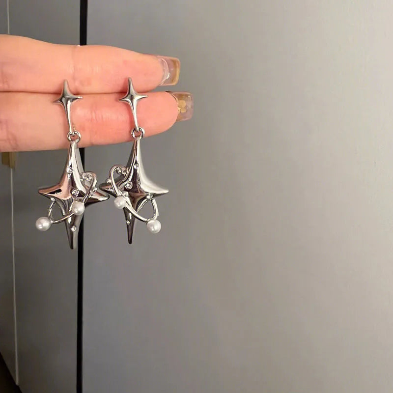 Stellar Dream Drop Earrings – Y2K Planet & Star Design