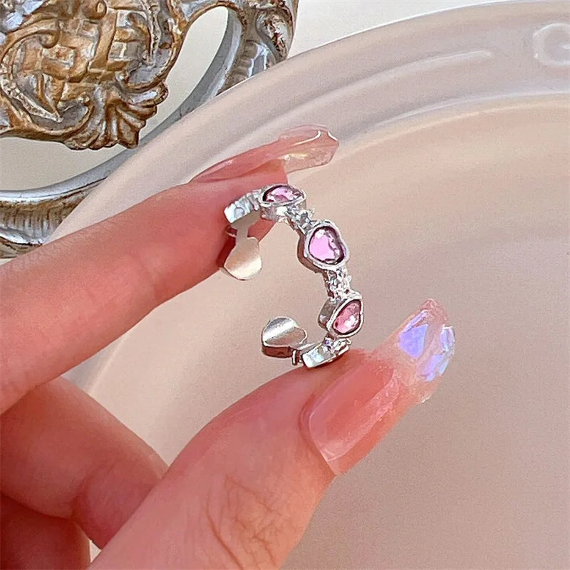 Love in the Air Zircon Heart Ring Set