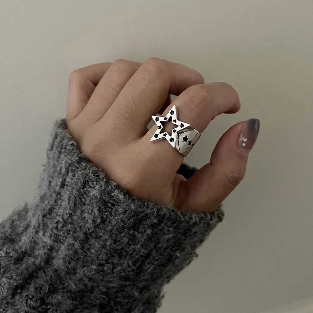 Adjustable Pentagram Star Ring – Y2K Vintage Style