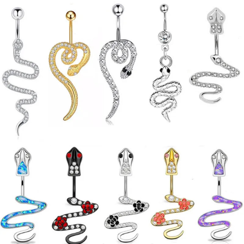 Serpent's Kiss Crystal Belly Ring