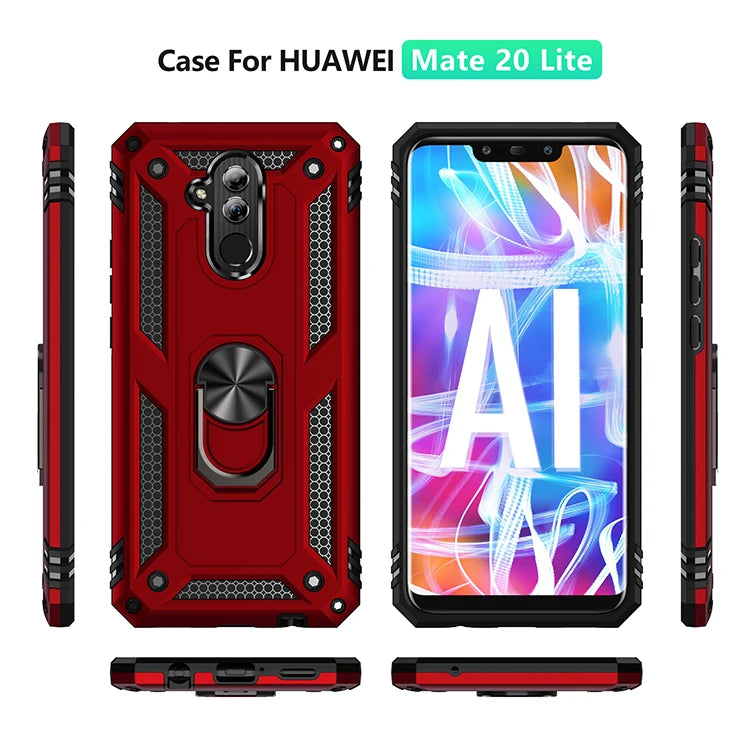 for Mate 20 Lite Cover Case for Huawei Mate 20 Lite Case Armor Military Shockproof Ring Holder Magnet Phone Case Fundas