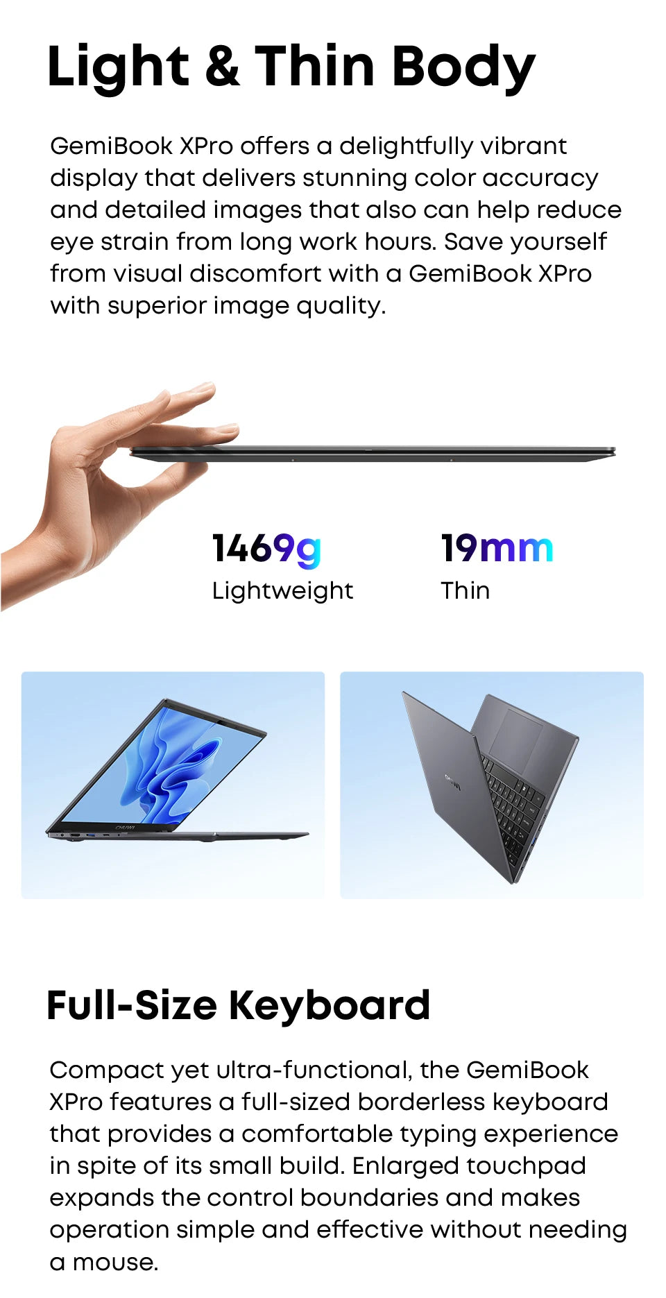 CHUWI GemiBook XPro 14inch UHD Screen Laptop 8GB RAM 256GB SSD Intel Celeron N100 Windows 11 Computer with Cooling Fan Notebook