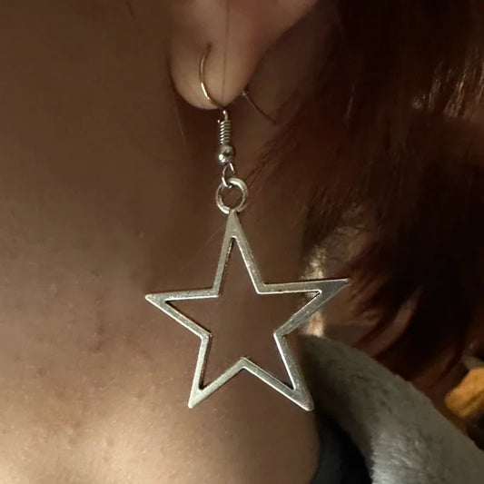 Stellar Rebellion – Hollow Star Drop Earrings