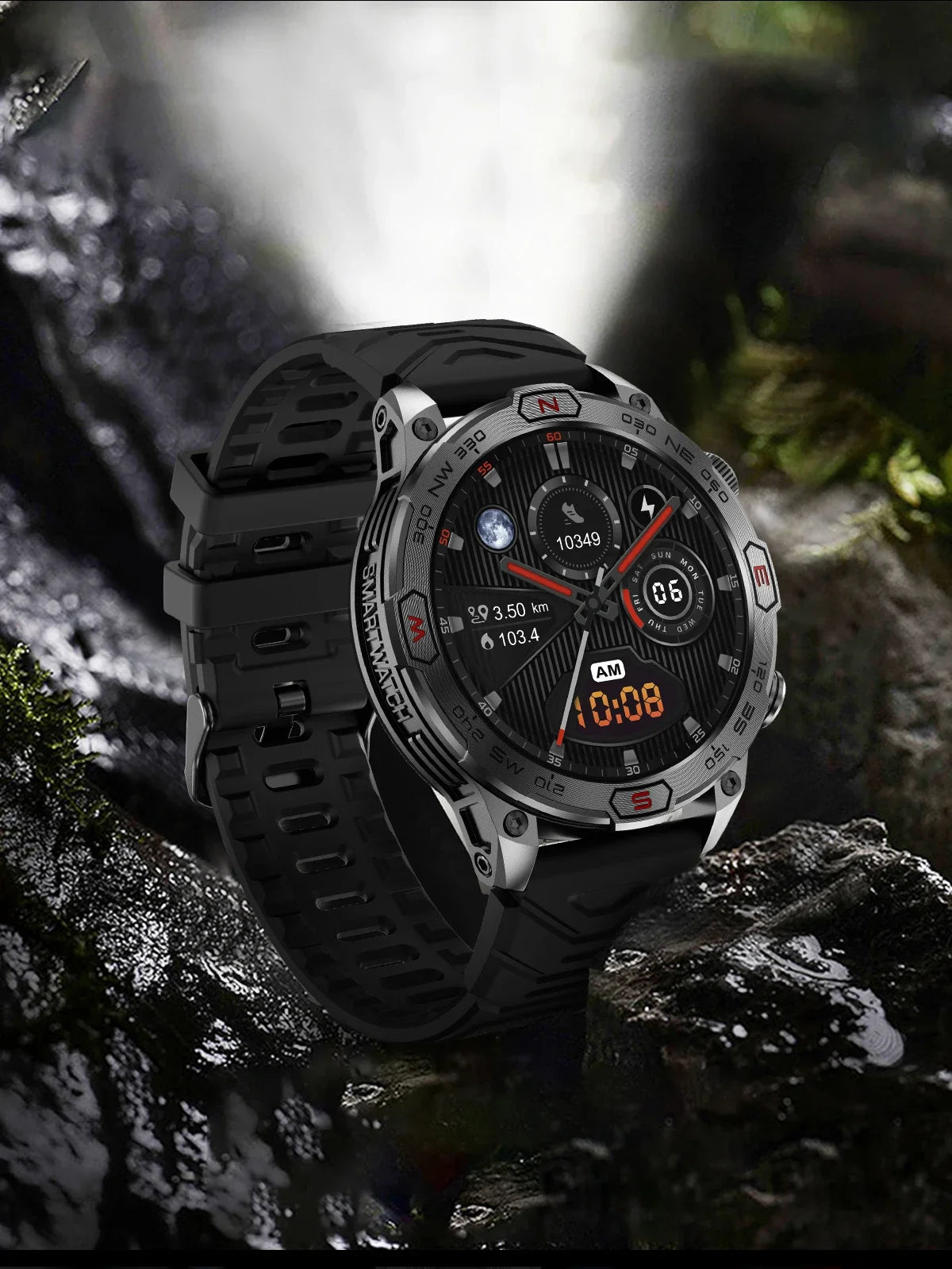 Outdoor Military Smart Watch - Bluetooth Call, Fitness GPS, Compass, Waterproof, for Android & iOS