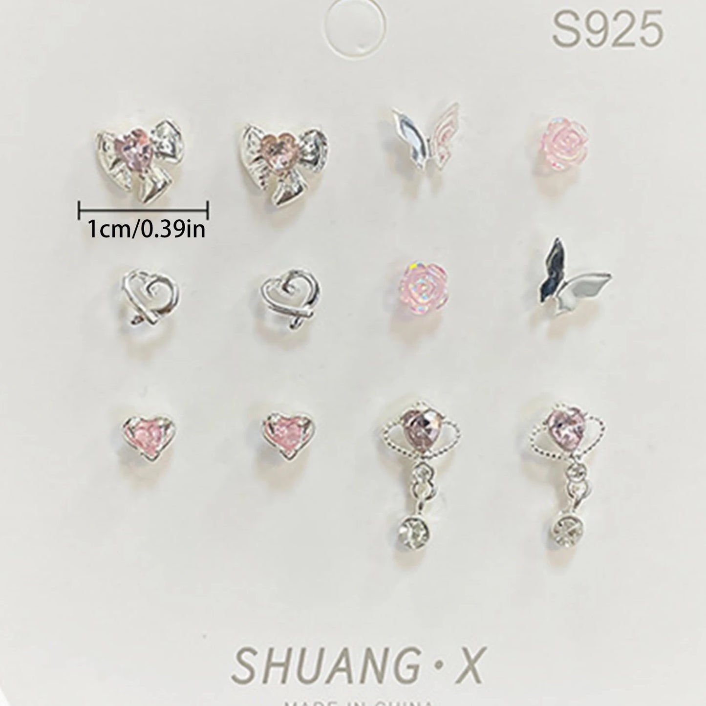 Pink Crystal Bow Sweetheart Studs