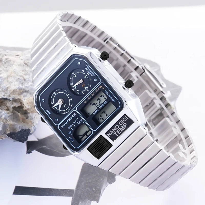 Luxury Waterproof Digital LED Sports Watch - Square Stainless Steel for Men & Women