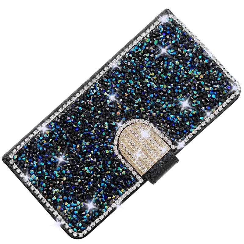 Shimmer Wallet Flip Case – Glitter Design for iPhone 16, 15, 14 & More