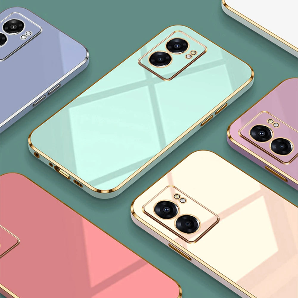 For OPPO Find X5 Lite Case Oppo Find X5 Lite Phone Case Reno7 5G Luxury Square Plating ShockProof Silicone CPH2371 Back Cover