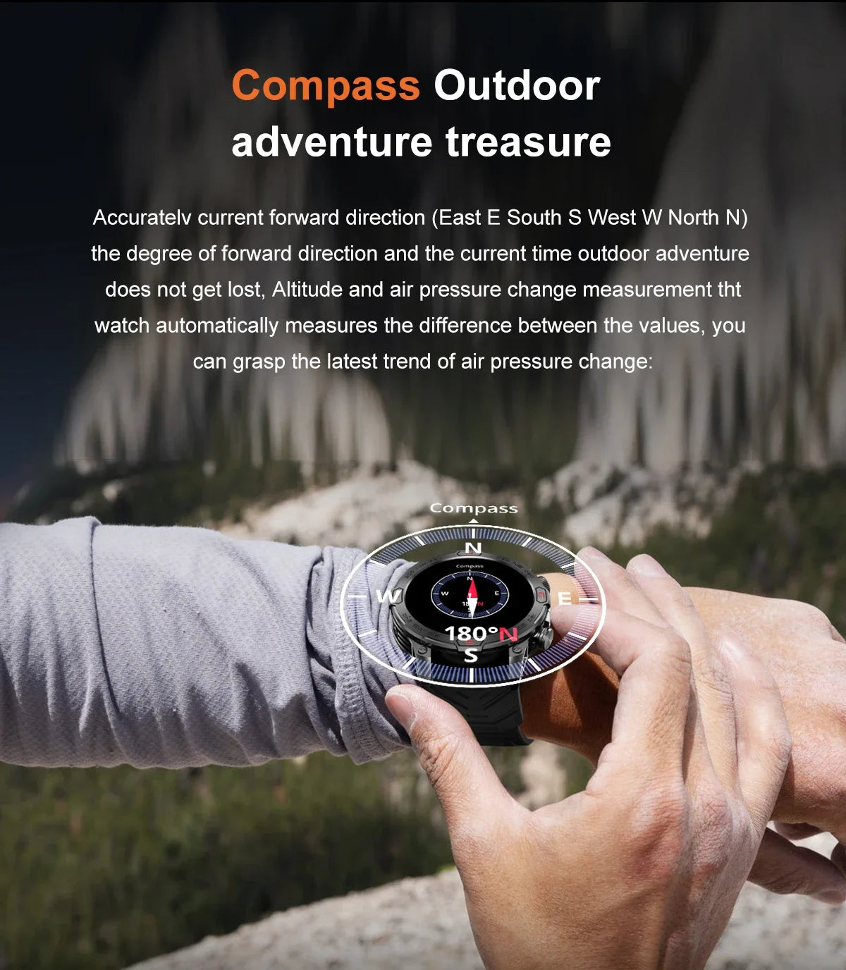 Outdoor Military Smart Watch - Bluetooth Call, Fitness GPS, Compass, Waterproof, for Android & iOS